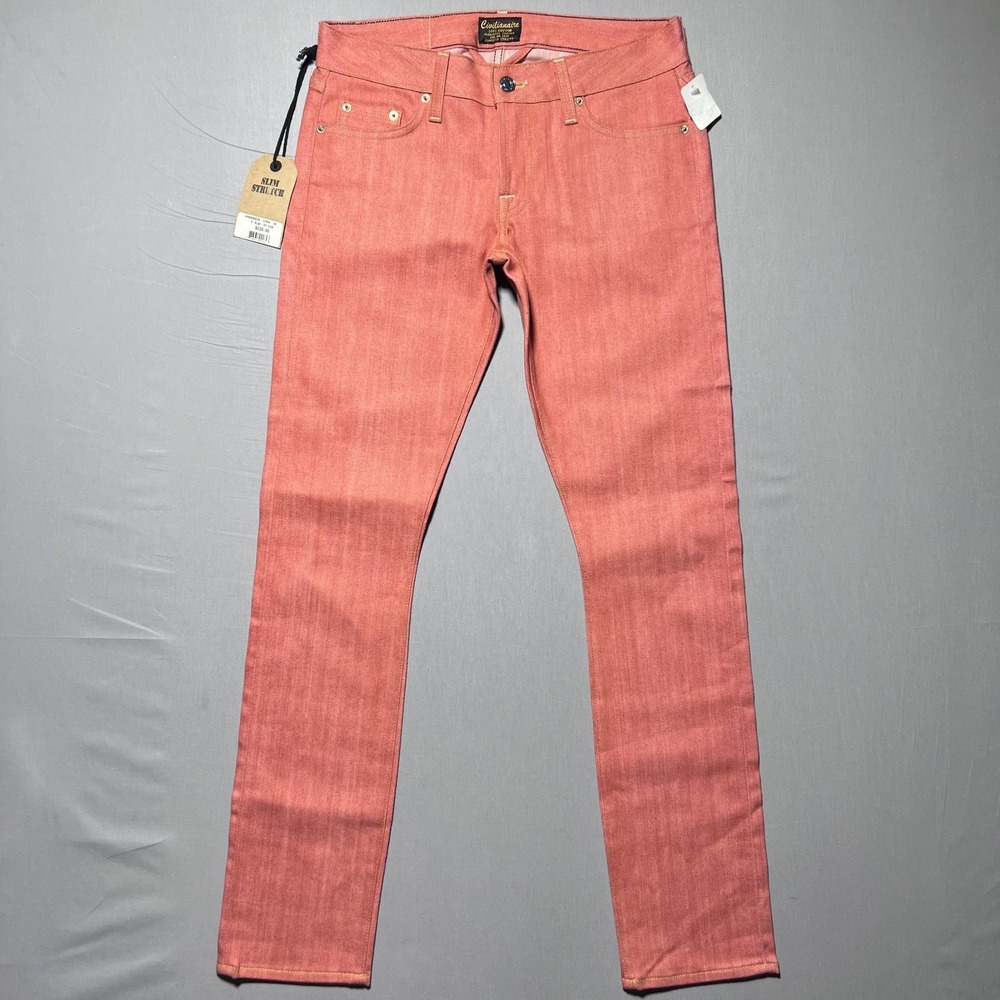 Civilianaire Jeans Womens 26 Red Coral Selvedge Japanese‎ Denim Slim Stretch